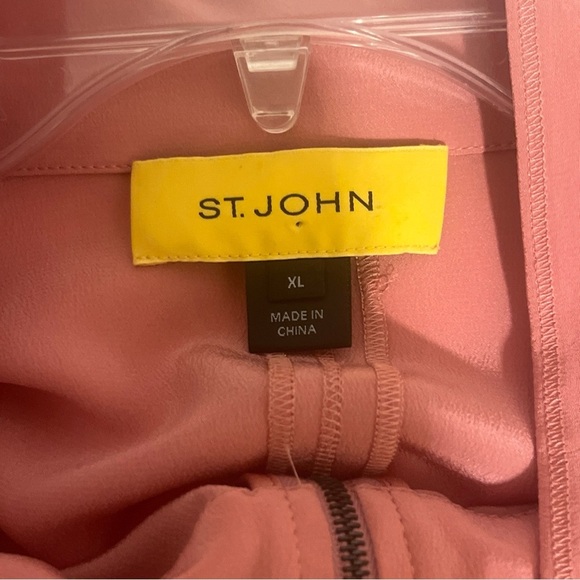 St. John Silk Full Zip Collared Bat Wing Bomber Jacket  Cardigan Mauve Size XL. - Picture 10 of 16